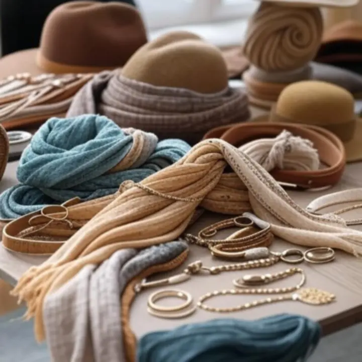 Starannie ułożone domowe akcesoria w naturalnych kolorach