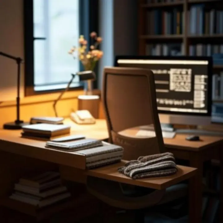 Nowoczesne, przytulne domowe biuro z ergonomicznym biurkiem