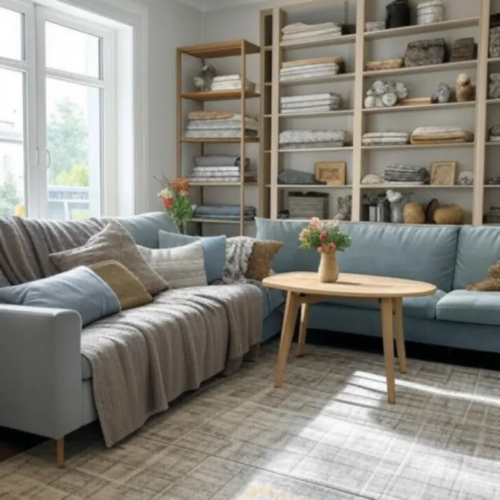 Przytulne, nowoczesne wnętrze domu z naturalnymi dodatkami