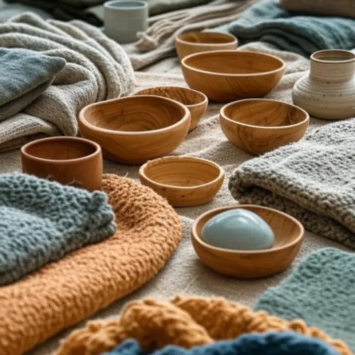 Zbliżenie na naturalne materiały: drewno, len i ceramikę