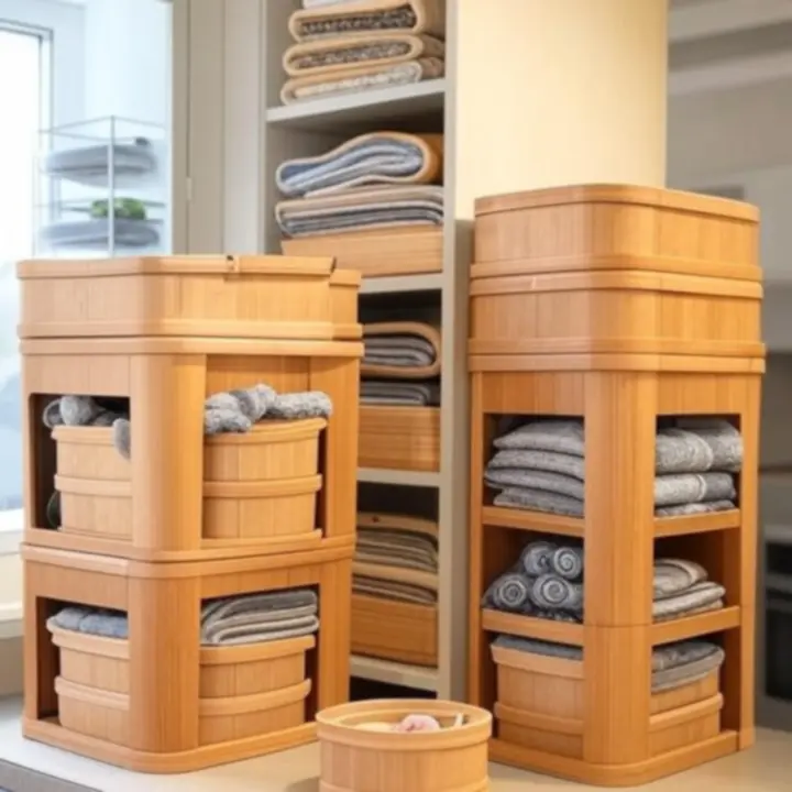 Zorganizowane akcesoria i kosze do przechowywania w domowej przestrzeni